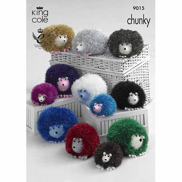 King Cole Novelty Hedgehog Toys Knitting Pattern 9015 - Tinsel Chunky