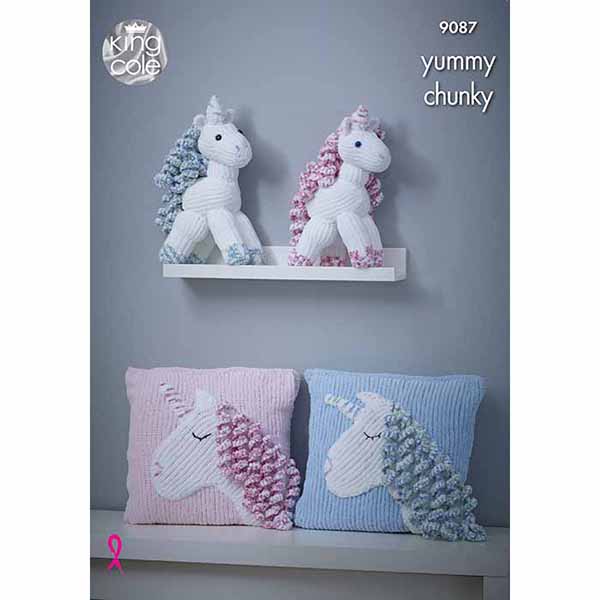 King Cole Unicorn & Cushion Knitting Pattern 9087 - Yummy (Chunky) | Buy Online from The Home Crafters