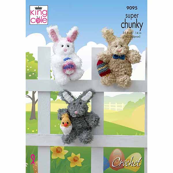King Cole Becky Bunny – Crochet Easter Bunnies Crochet Pattern 9095 - Super Chunky | Buy Online from The Home Crafters