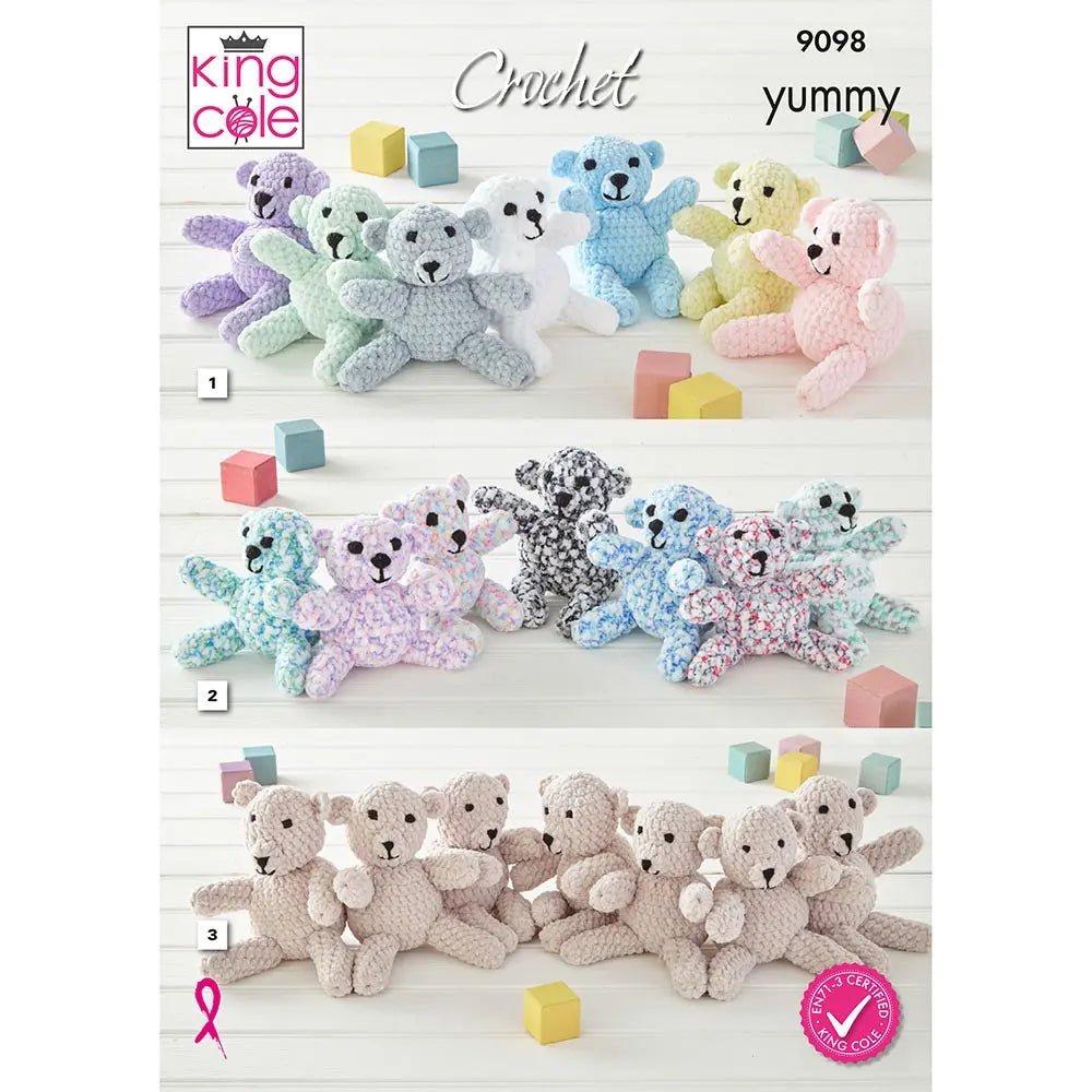 King Cole Teddy Draught Excluders Crochet Pattern 9098 - Yummy (Chunky) | Buy Online from The Home Crafters