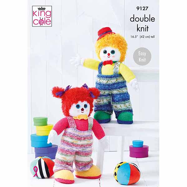 King Cole Novelty Easy Knit Toy Clowns Knitting Pattern 9127 - Double Knit | Buy Online from The Home Crafters