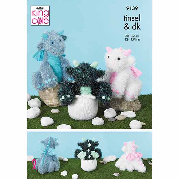 King Cole Baby Dragons Knitting Pattern 9139 - Tinsel Chunky | Buy Online from The Home Crafters