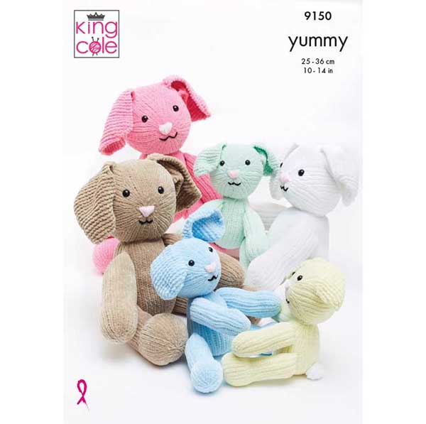 King Cole Toy Rabbits Knitting Pattern 9150 - Yummy (Chunky) | Buy Online from The Home Crafters