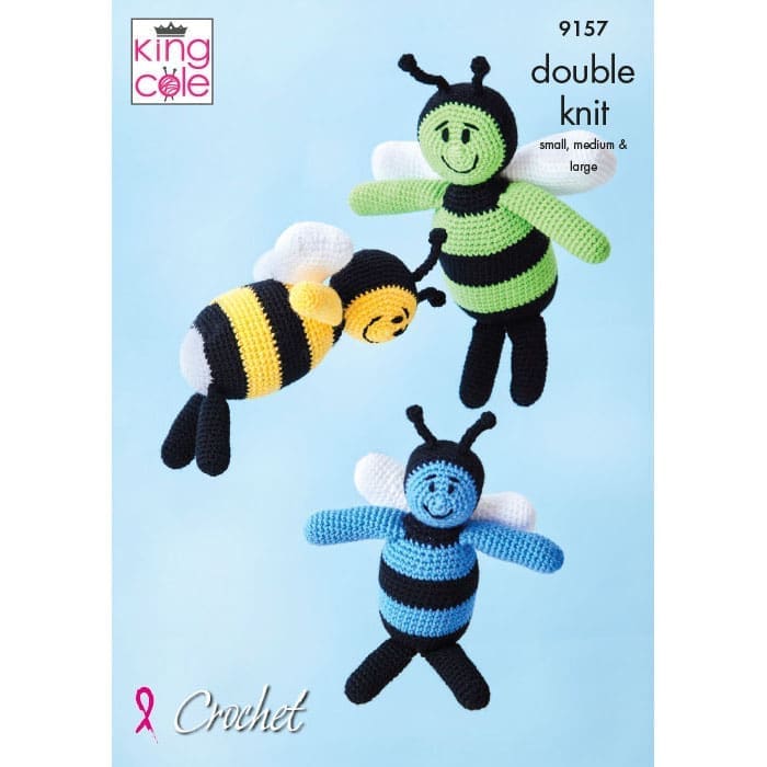 King Cole Novelty Amigurumi Bees Crochet Pattern 9157 - Double KNit