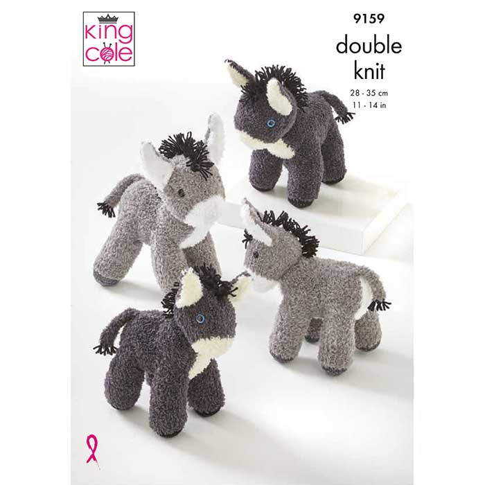 King Cole Donkey Toys Knitting Pattern 9159 - Double Knit | Buy Online from The Home Crafters
