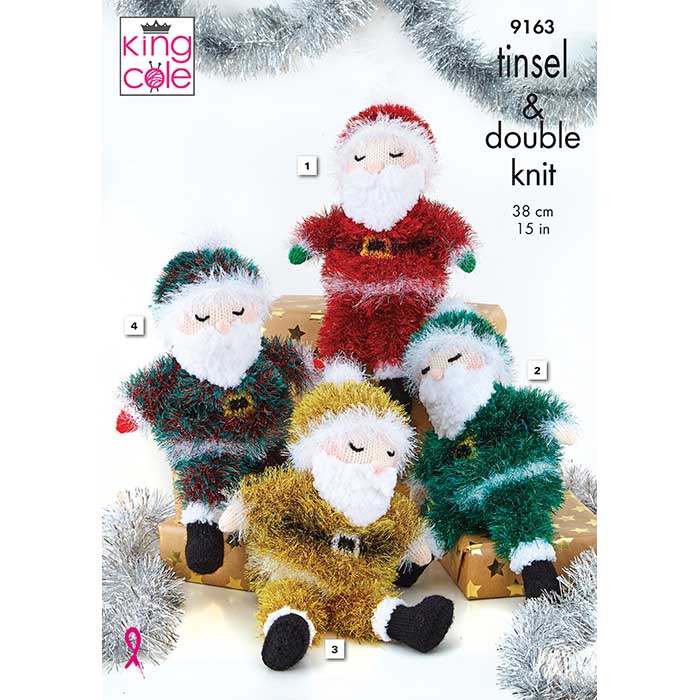 King Cole Christmas Sleeping Santa Knitting Pattern 9163 - Tinsel Chunky & DK | Buy Online from The Home Crafters