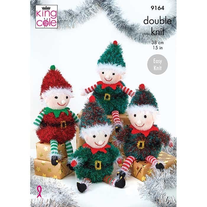 King Cole Christmas Playful Elves Knitting Pattern 9164 - Tinsel Chunky & DK | Buy Online from The Home Crafters