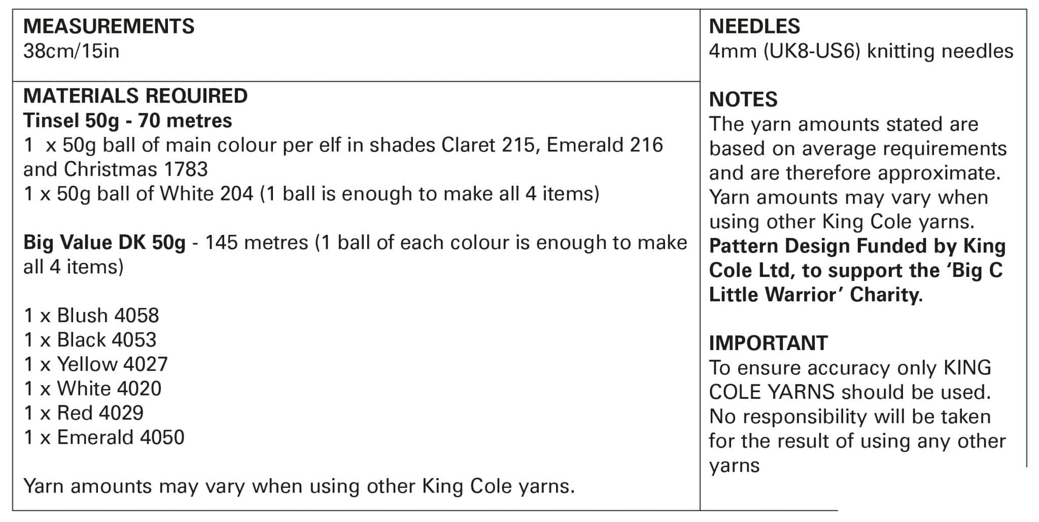 King Cole Christmas Playful Elves Knitting Pattern 9164 - Tinsel Chunky & DK | Buy Online from The Home Crafters
