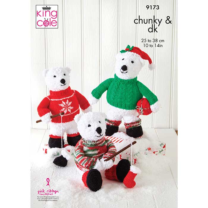 King Cole Novelty Christmas Polar Bears Knitting Pattern 9173 - Chunky & DK | Buy Online from The Home Crafters