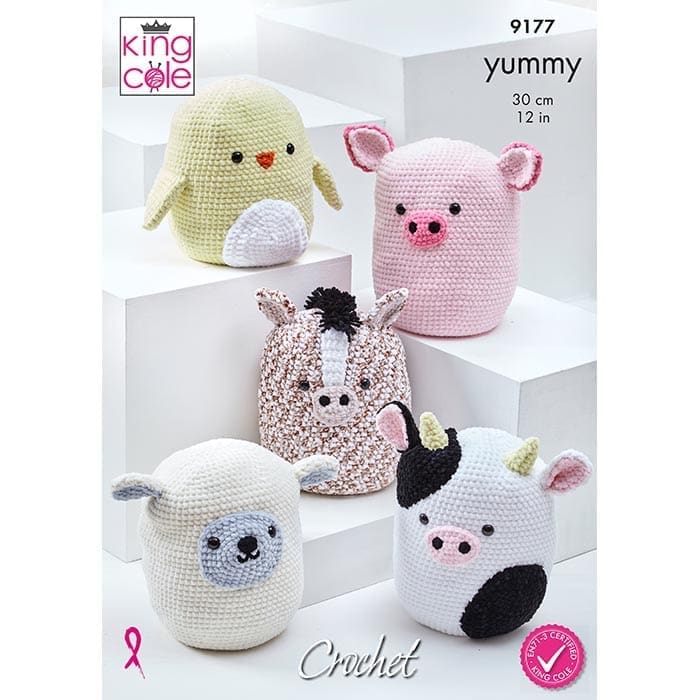 King Cole Squishy Amigurumi Farm Animal Toys Crochet Pattern 9177 - Chunky | Buy Online from The Home Crafters