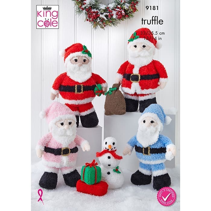 King Cole Christmas Santas Knitting Pattern 9181 - Truffle | Buy Online from The Home Crafters