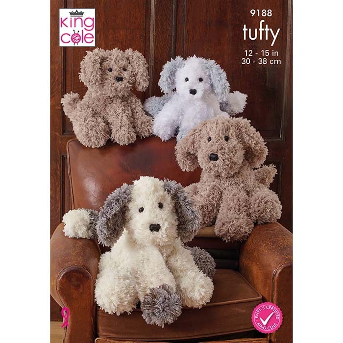 King Cole Novelty Toy Dogs Knitting Pattern 9188 - Super Chunky