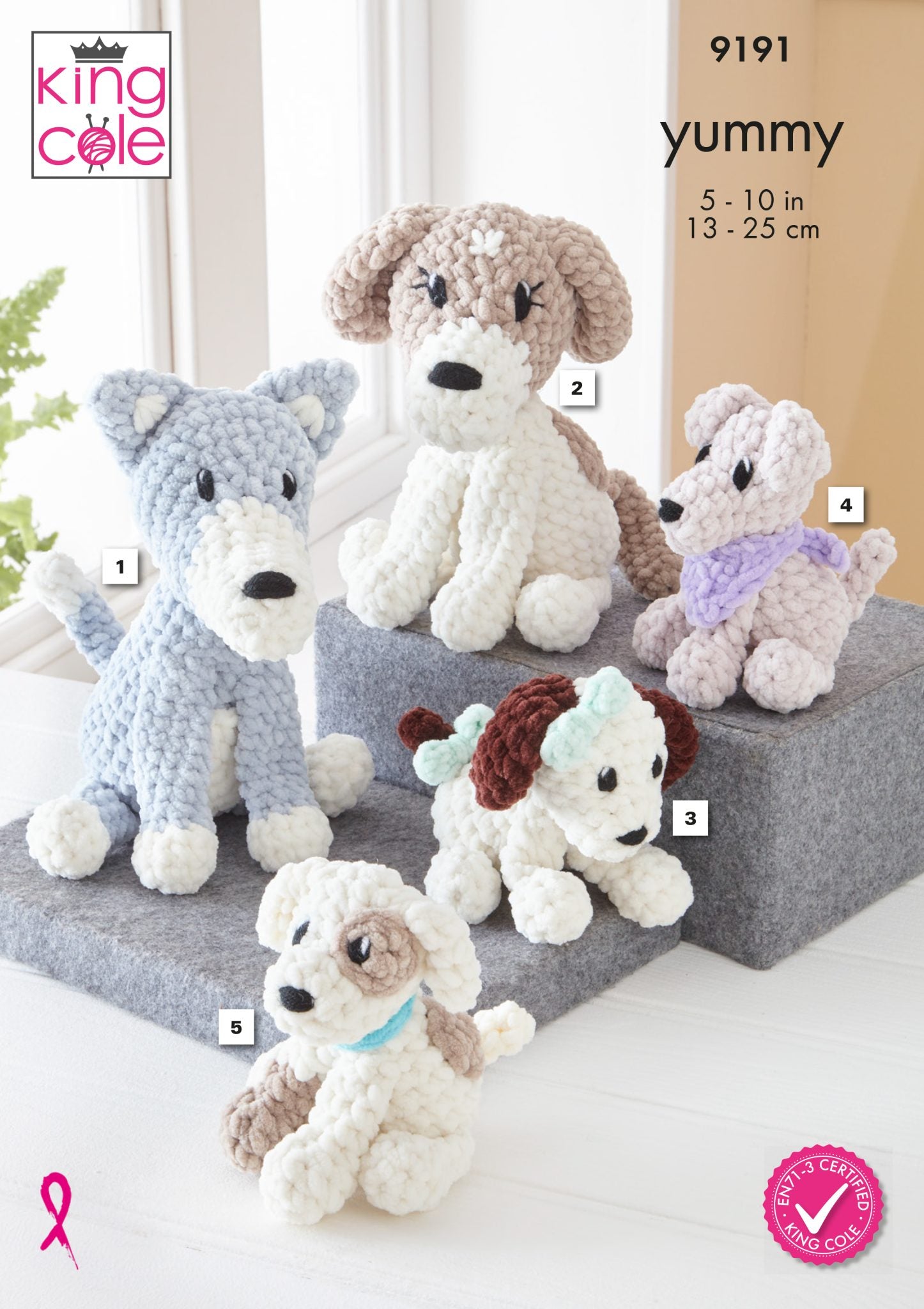 King Cole Toy Dogs Crochet Pattern 9191 - Yummy (Chunky) | Buy Online from The Home Crafters