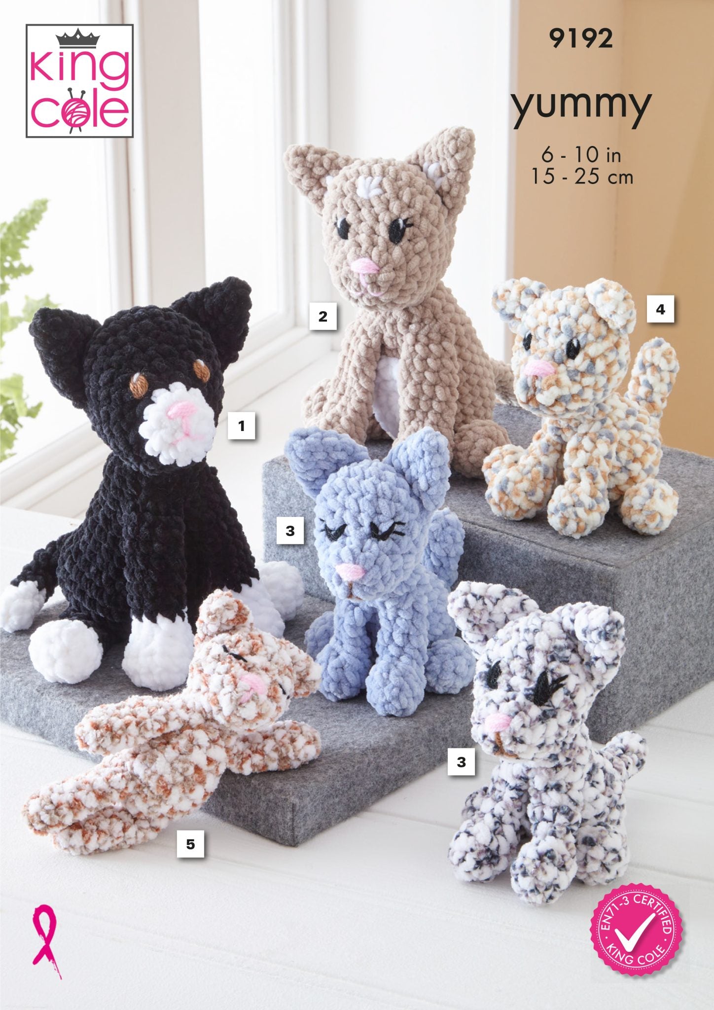 King Cole Toy Cats Crochet Pattern 9192 - Yummy (Chunky) | Buy Online from The Home Crafters