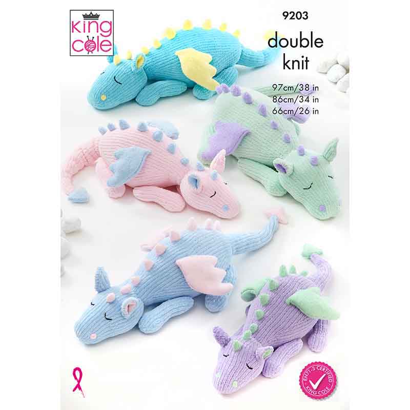 King Cole toy Sleeping Dragons Knitting Pattern 9203 - Yummy (Chunky) | Buy Online from The Home Crafters