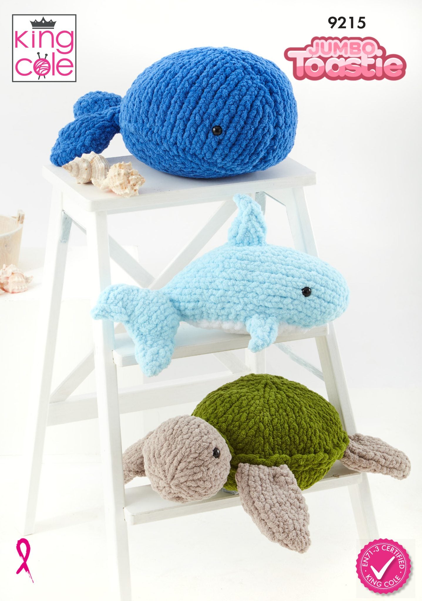 King Cole Whale, Shark and Turtle Toys Knitting Pattern 9215 - Mega Chunky | Buy Online from The Home Crafters