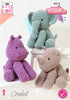 King Cole Elephant, Hippo and Rhino Toys Crochet Pattern 9217 - Mega Chunky | Buy Online from The Home Crafters