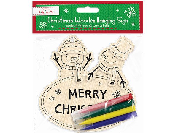 Colour In Christmas Wooden Hanging Sign