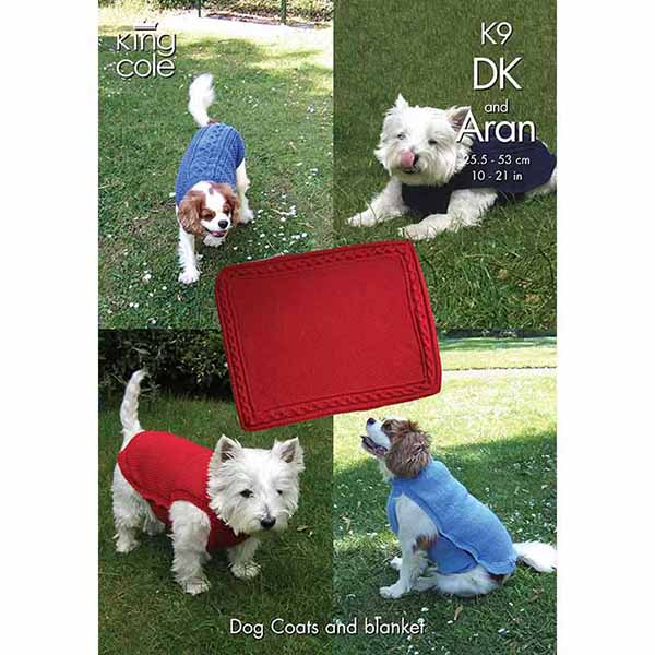 King Cole Dog Coats & Blanket Knitting Pattern K9 - Double Knit & Aran