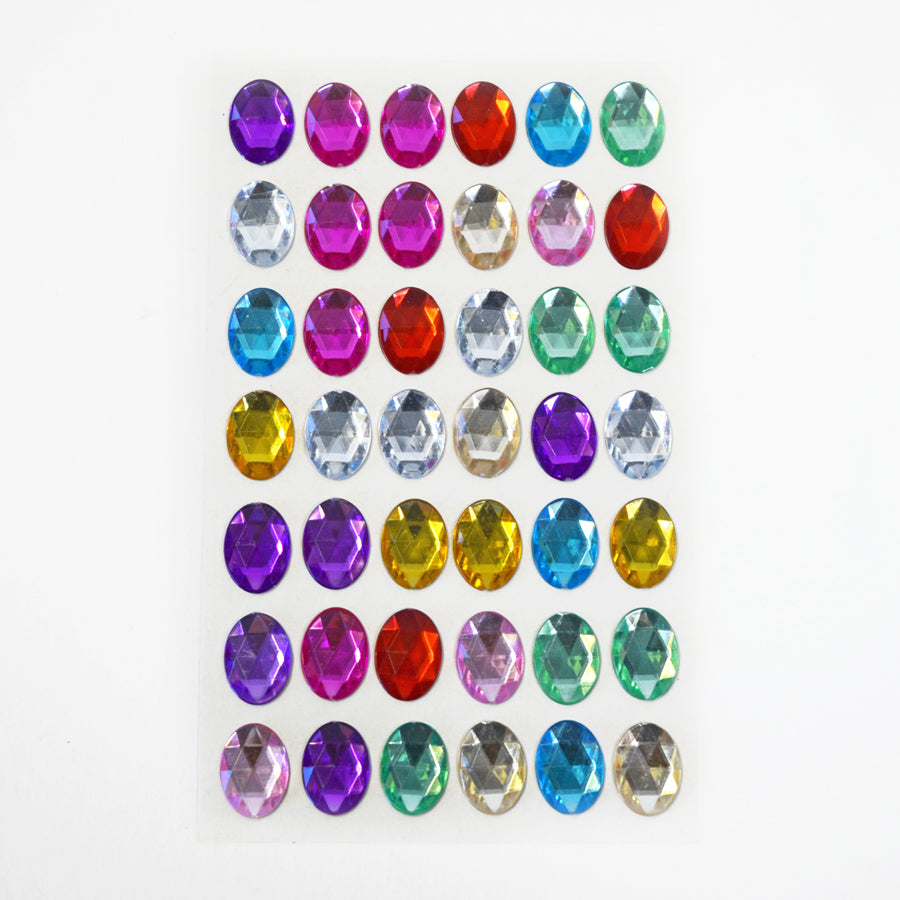 Large Faceted Multicoloured Adhesive Gems - choose your shape