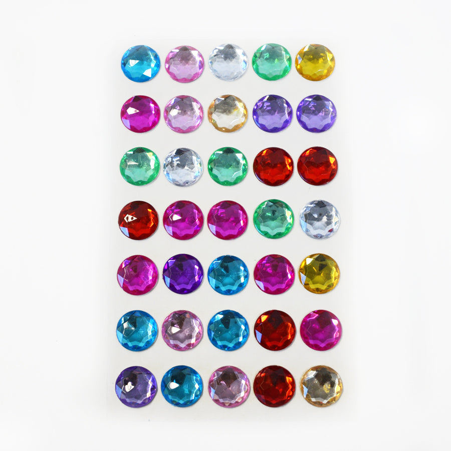 Large Faceted Multicoloured Adhesive Gems - choose your shape
