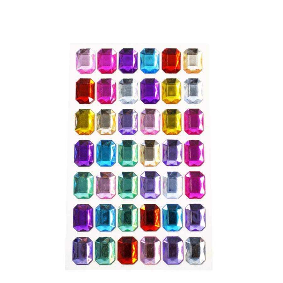 Large Faceted Multicoloured Adhesive Gems - choose your shape
