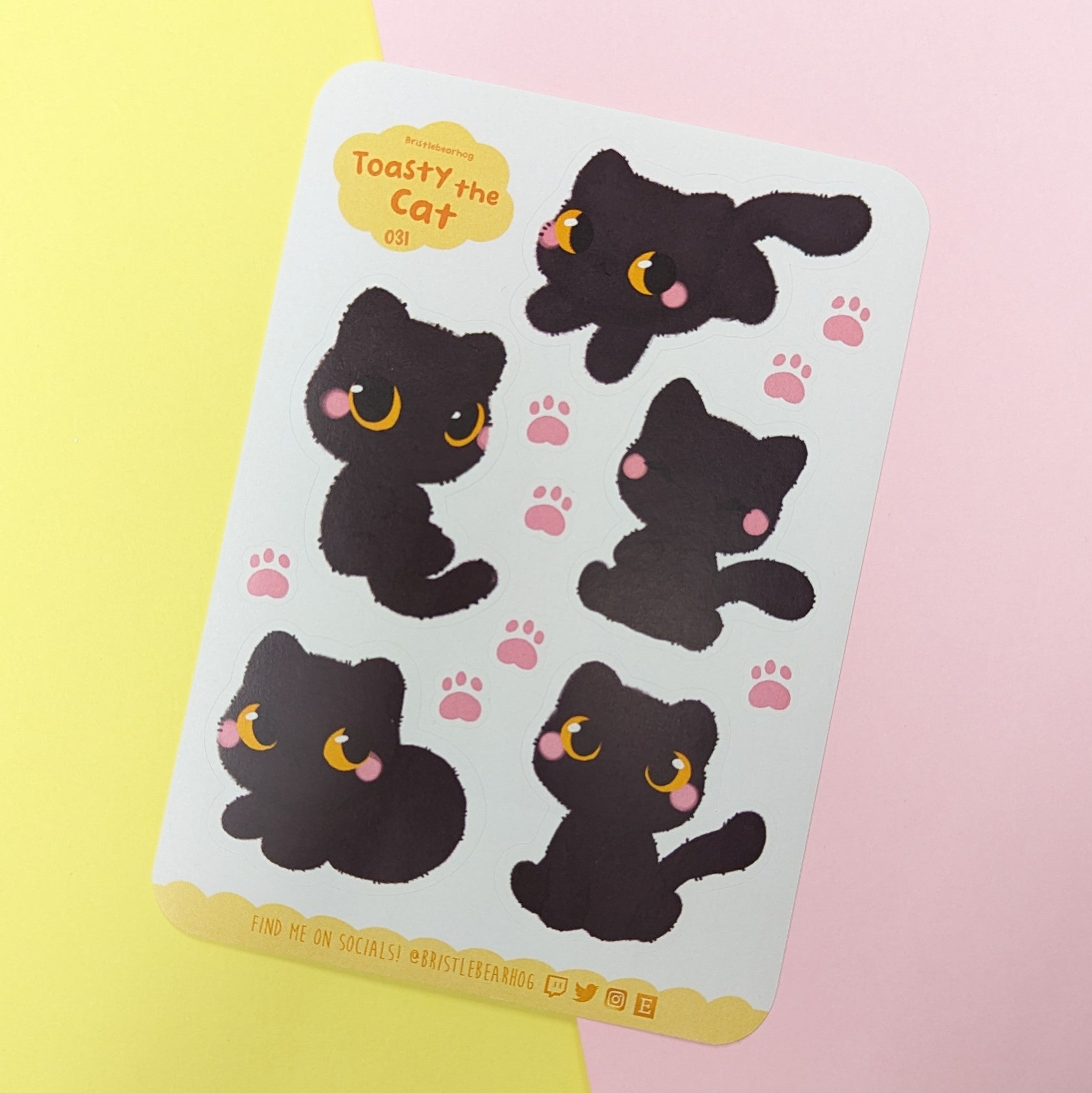 Bristlebearhog Sticker Sheet - Toasty the Cat