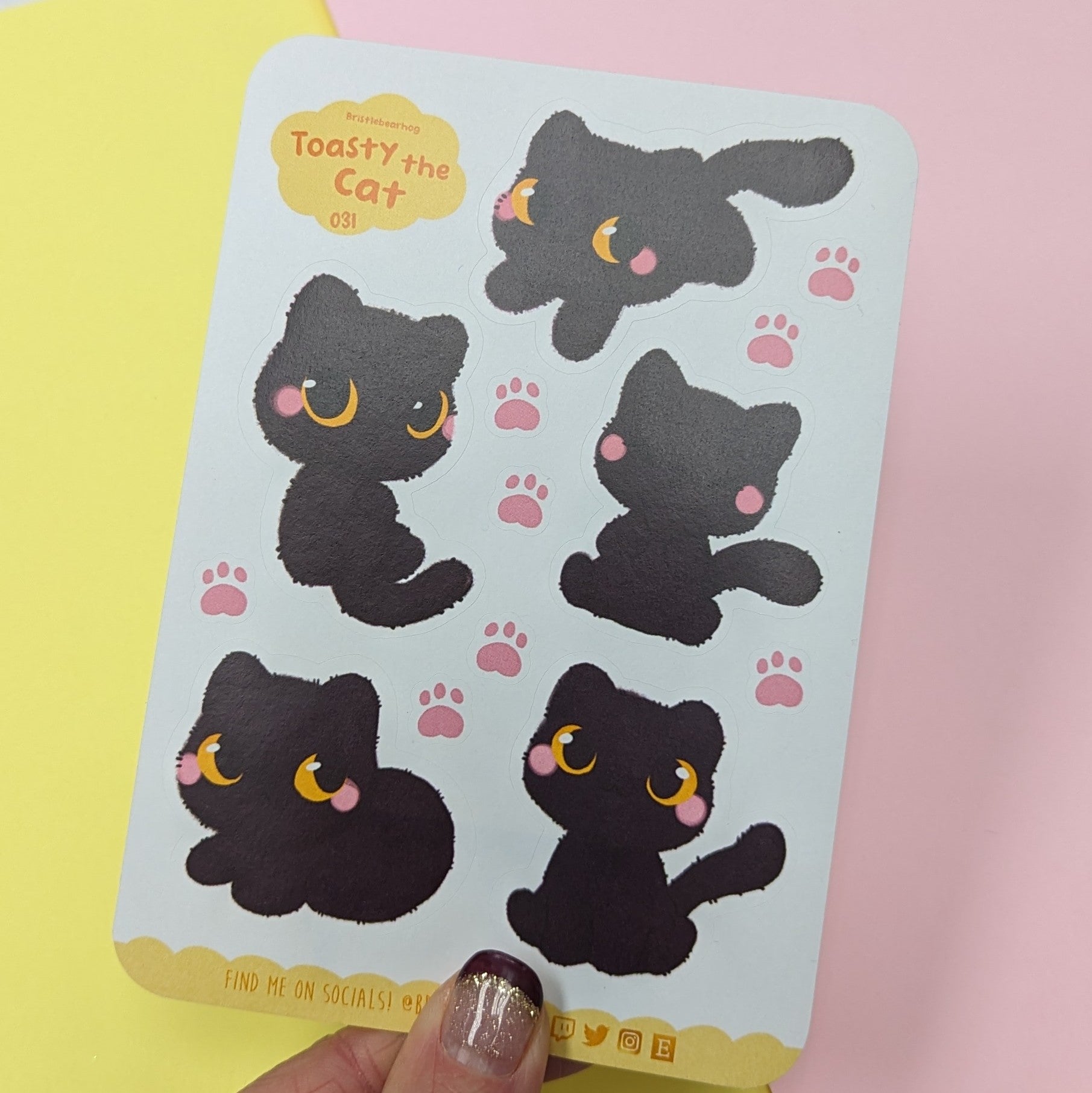 Bristlebearhog Sticker Sheet - Toasty the Cat