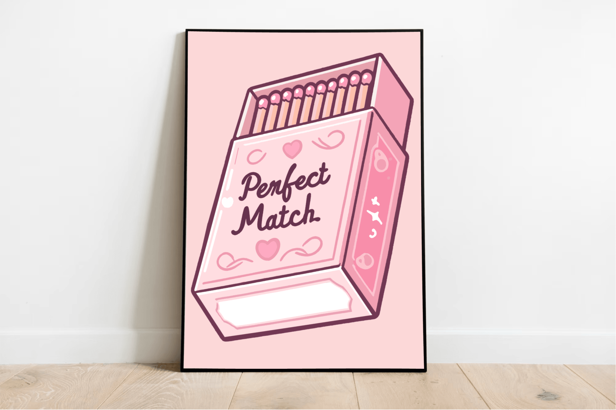 Perfect Match – Cute Pink Matchbox Art Print Poster | Buy Online from The Home Crafters