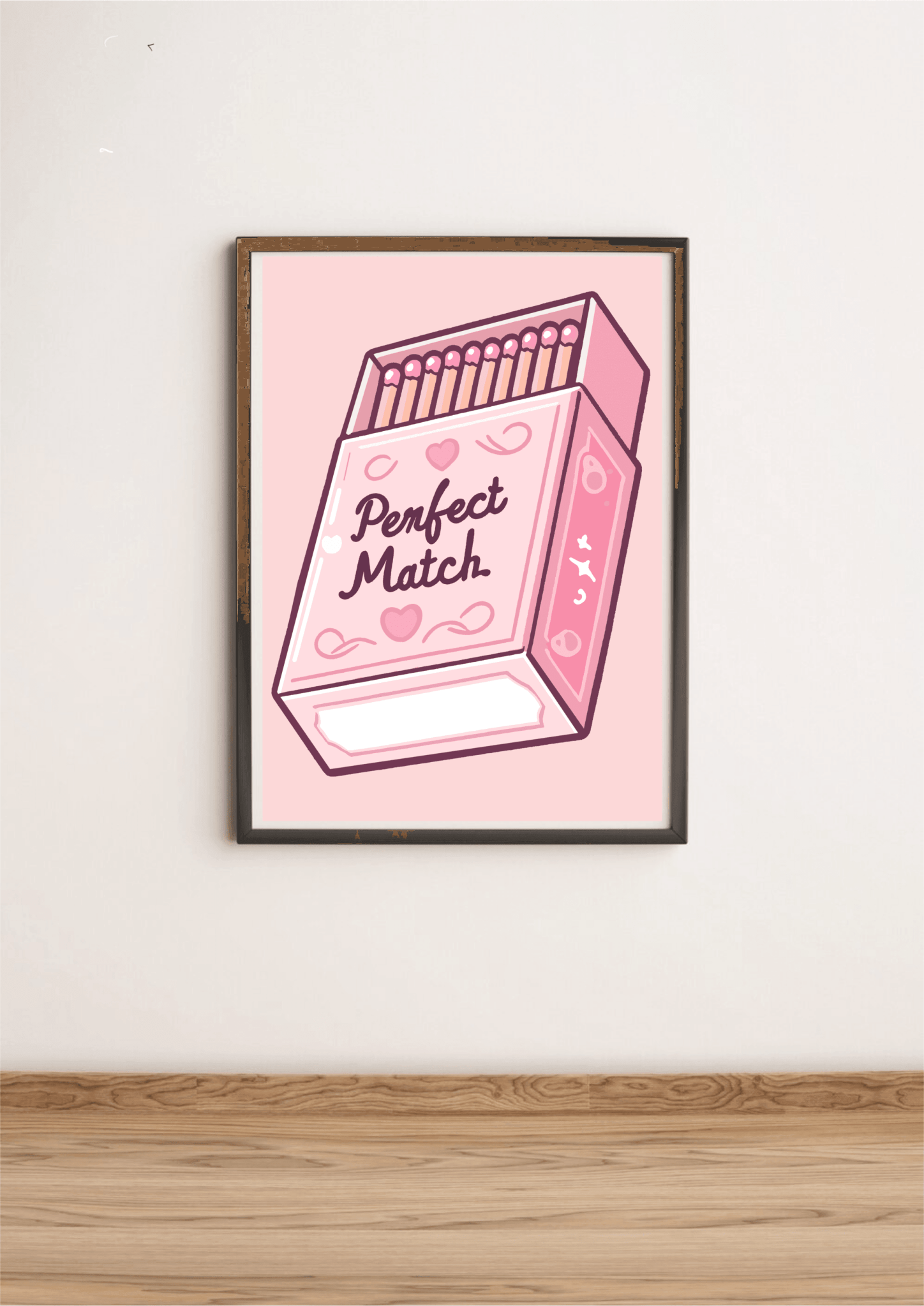 Perfect Match – Cute Pink Matchbox Art Print Poster | Buy Online from The Home Crafters