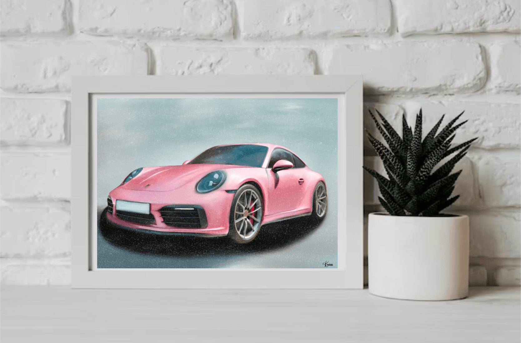 Glamorous Speed – Pink Porsche - Inspired Wall Art Print | Buy Online from The Home Crafters