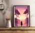 Pink Sunset Silhouette Print | Serene Girl Wall Art | Buy Online from The Home Crafters