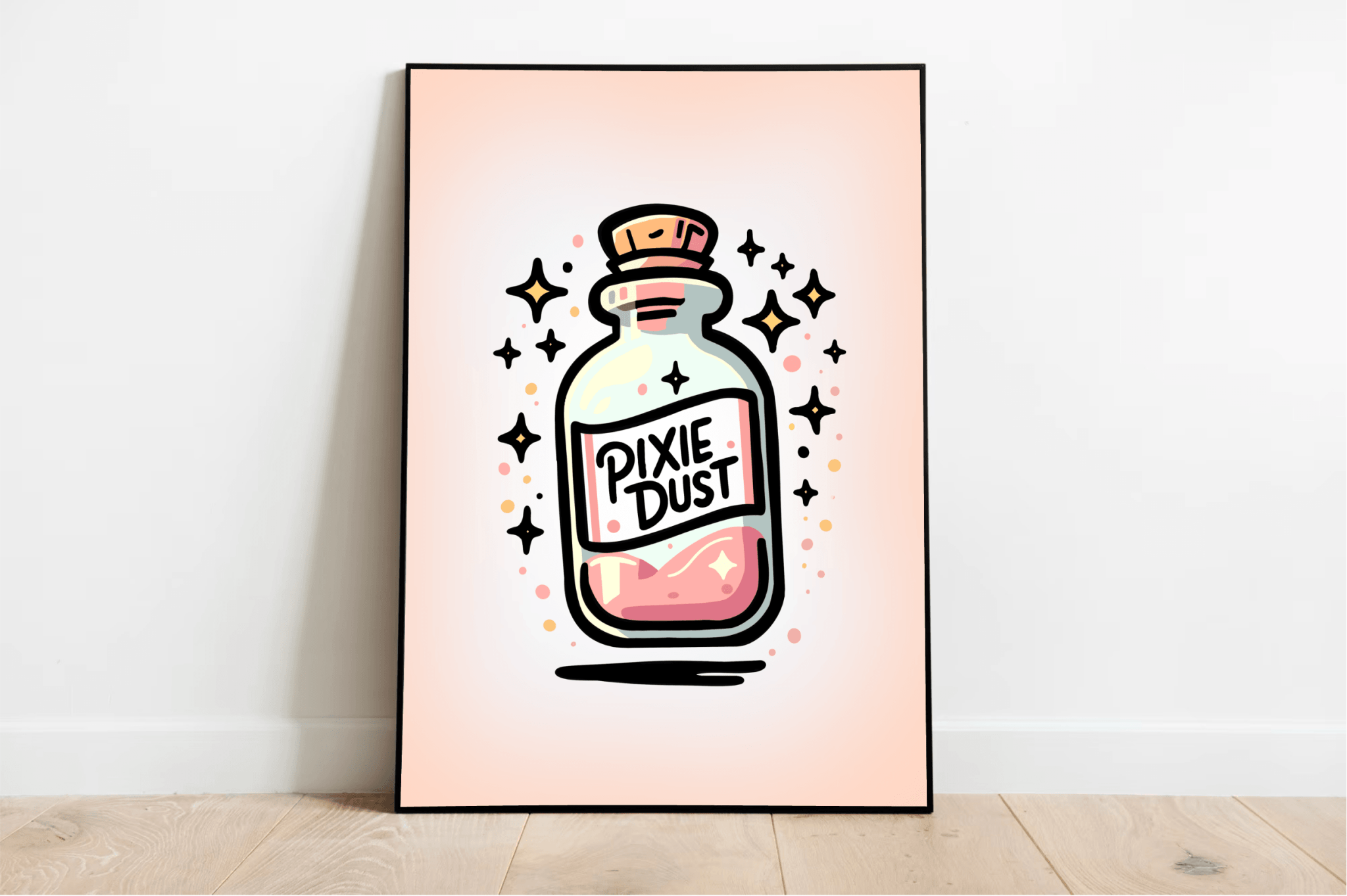 Pixie Dust Art Print – Magical Cartoon Bottle Wall Decor | Buy Online from The Home Crafters