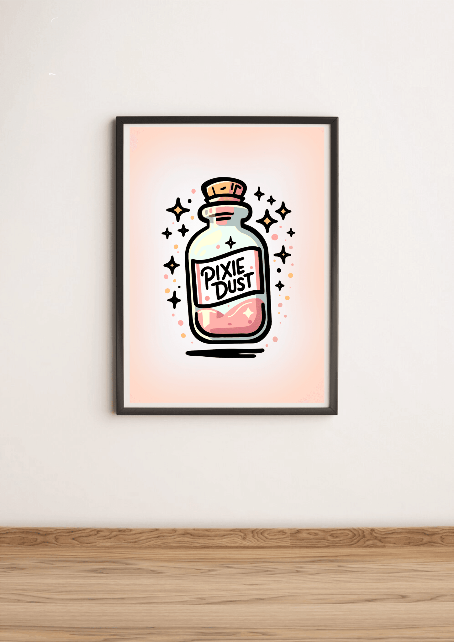 Pixie Dust Art Print – Magical Cartoon Bottle Wall Decor | Buy Online from The Home Crafters