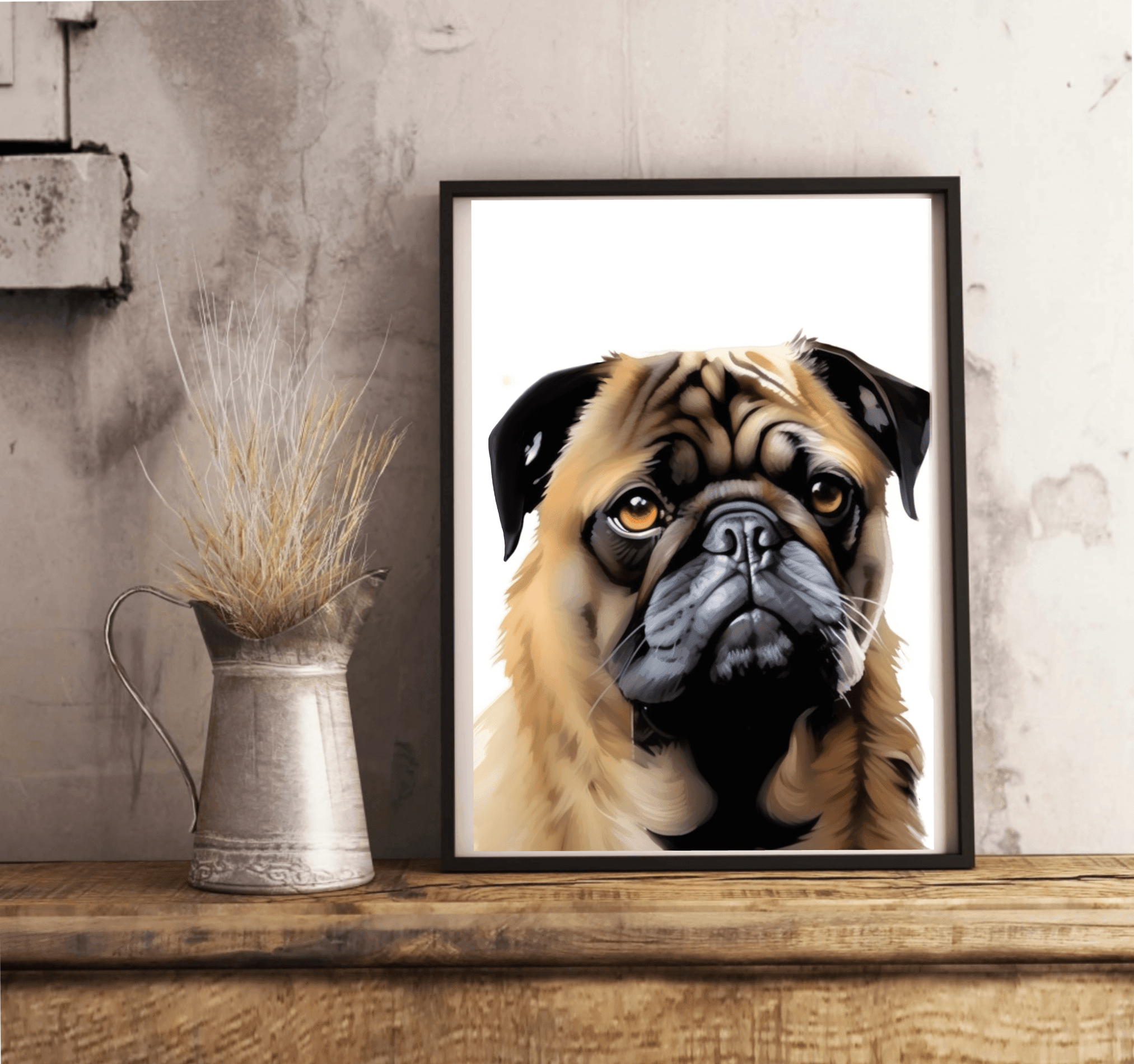 Pug Art Print | Cute Dog Wall Poster | A5 A4 A3 Unframed | Buy Online from The Home Crafters