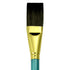 Paintbrush with gold ferrule and teal handle on a white background
