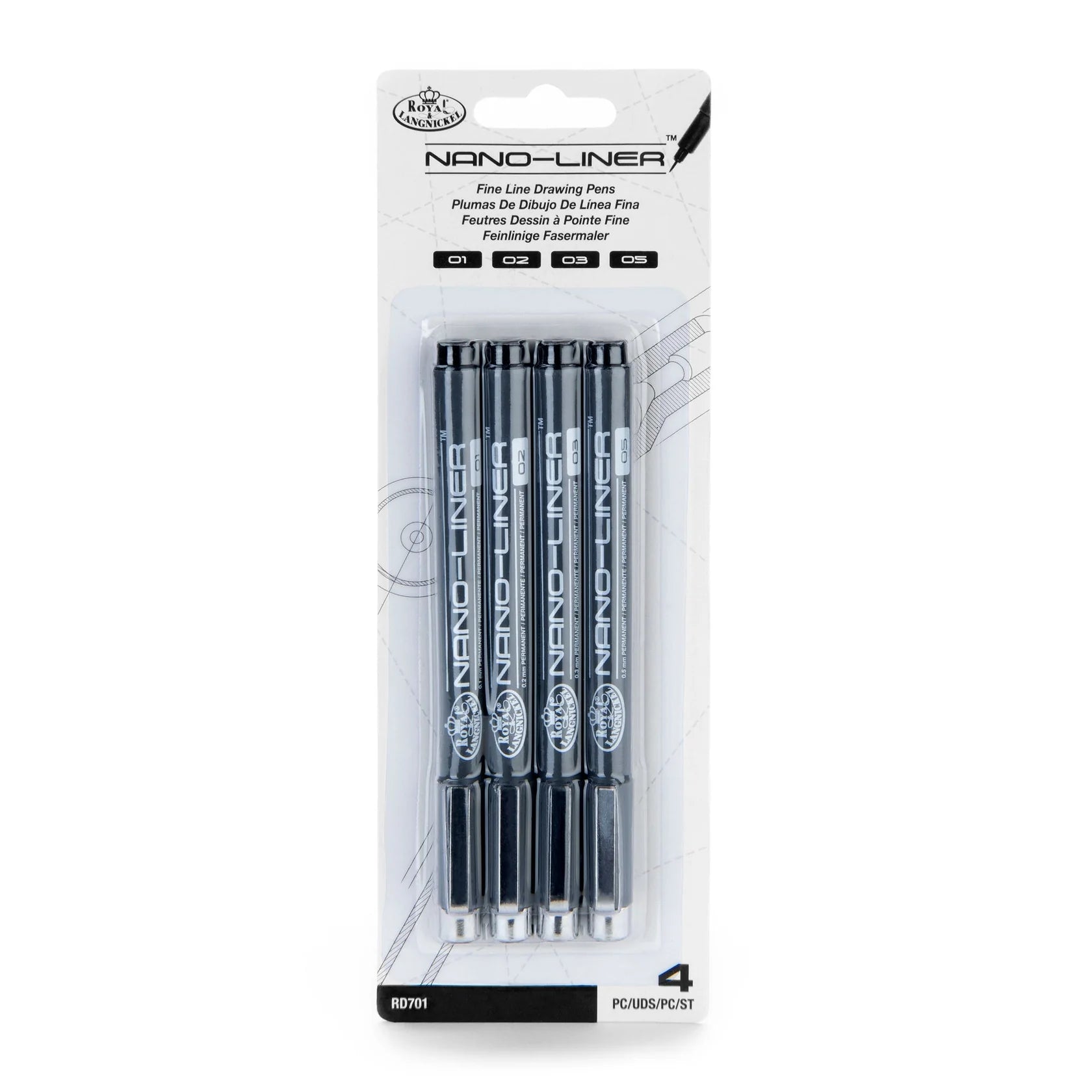 Royal & Langnickel 4pk Variety Black Nano Liners | Buy Online from The Home Crafters