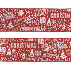 Woven Wired Merry Christmas Ribbon: 63mm