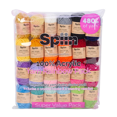 Spiin Premium Yarn Rainbow Starter Gift Set - 24x10g