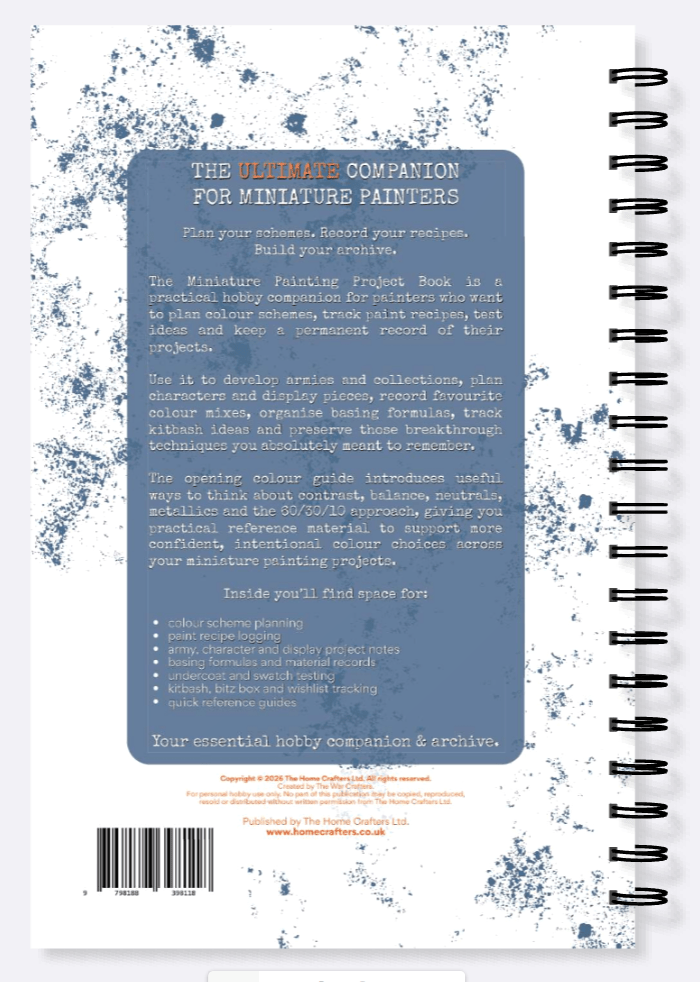 Miniature Painting PROJECT BOOK - Desktop Edition: A Colour Scheme Planner, Paint Recipe Log & Hobby Archive for Miniature Painters | Buy Online from The Home Crafters