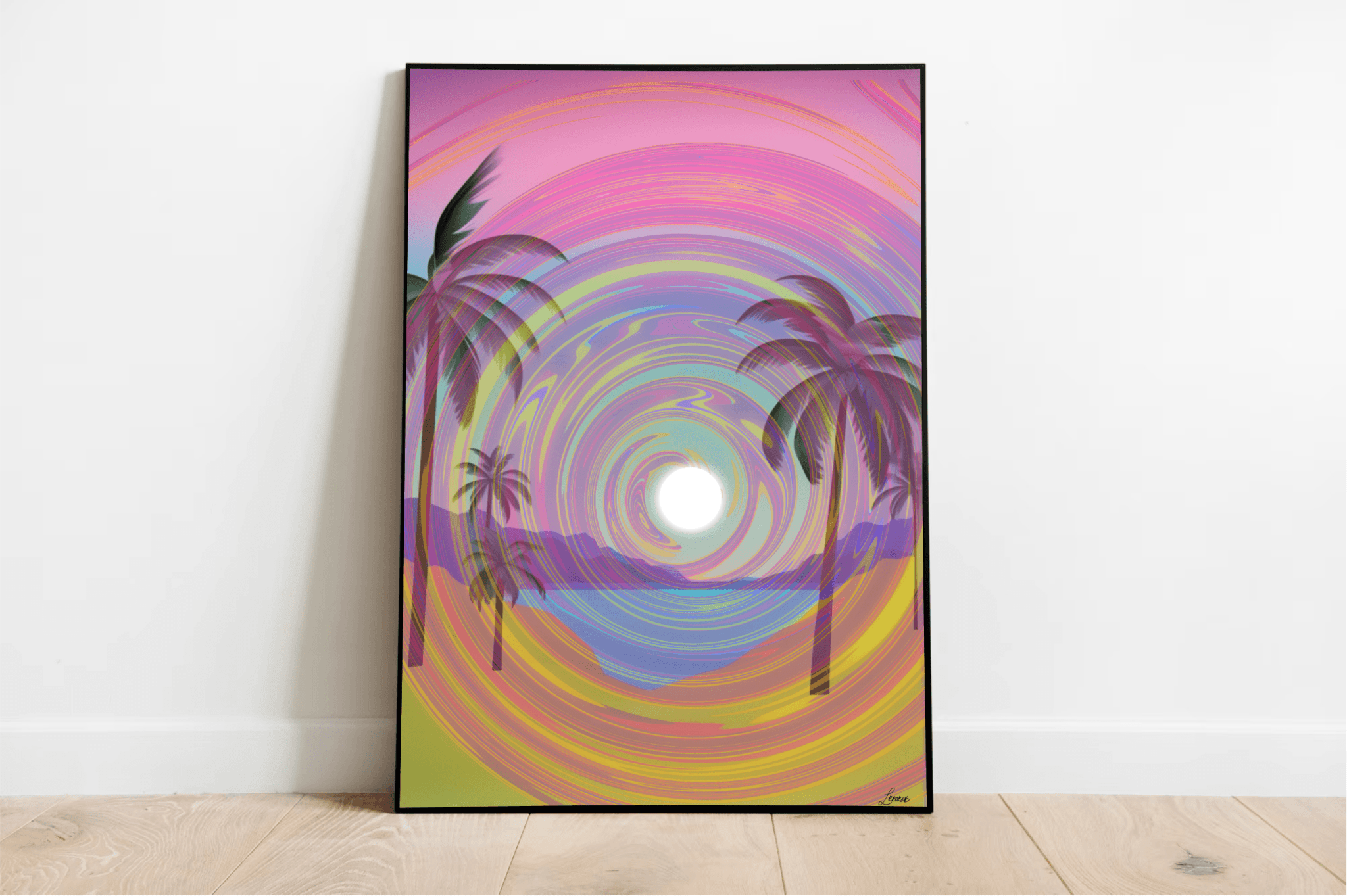 Serene Seaside Harmony – Psychedelic Beach Print | Buy Online from The Home Crafters