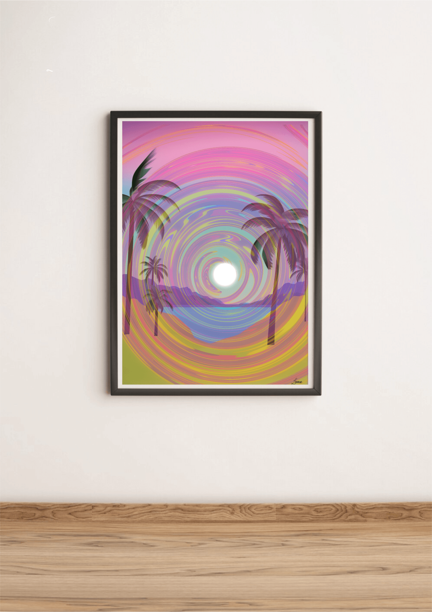 Serene Seaside Harmony – Psychedelic Beach Print | Buy Online from The Home Crafters