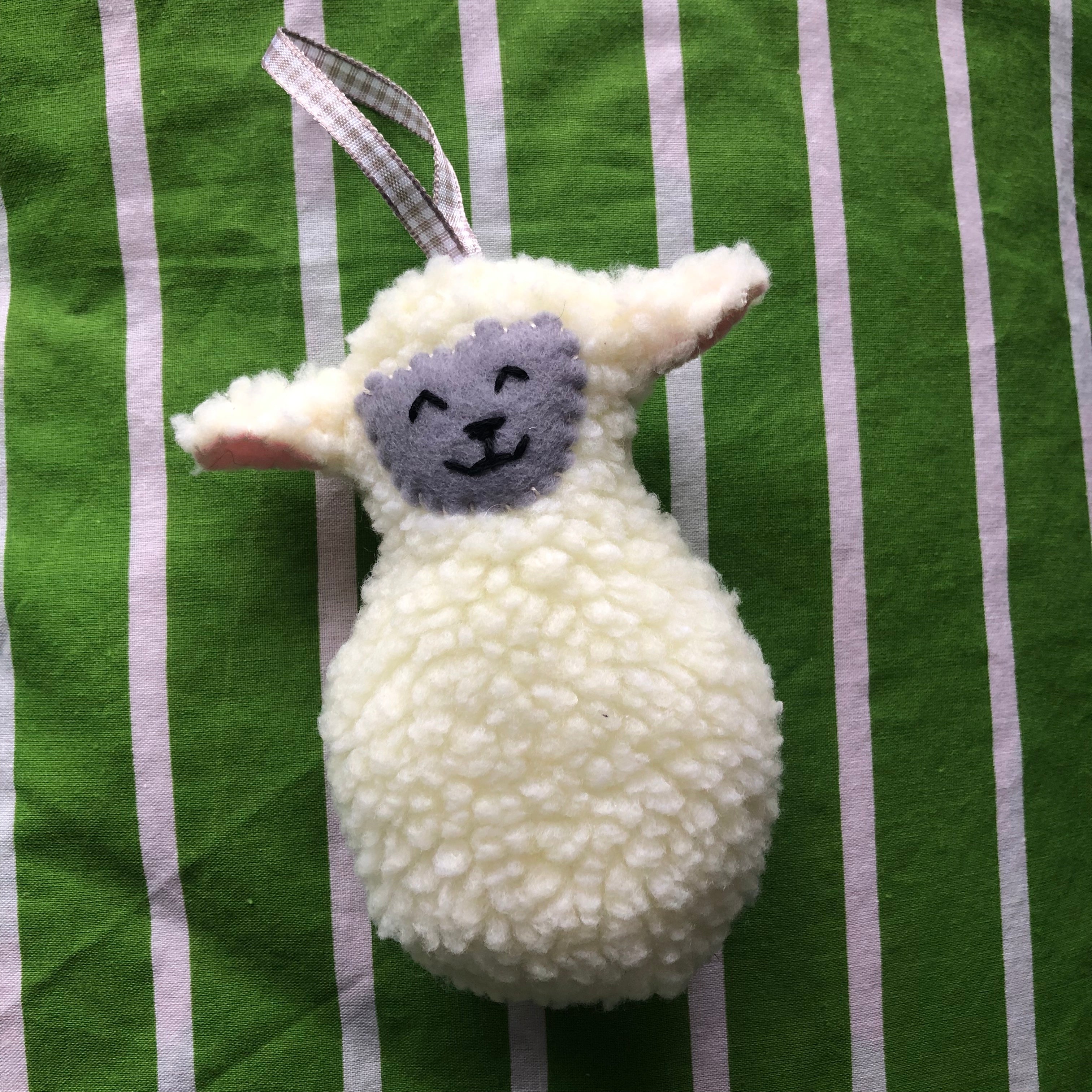 Handmade Sherpa Fleece Sheep Easter Decoration