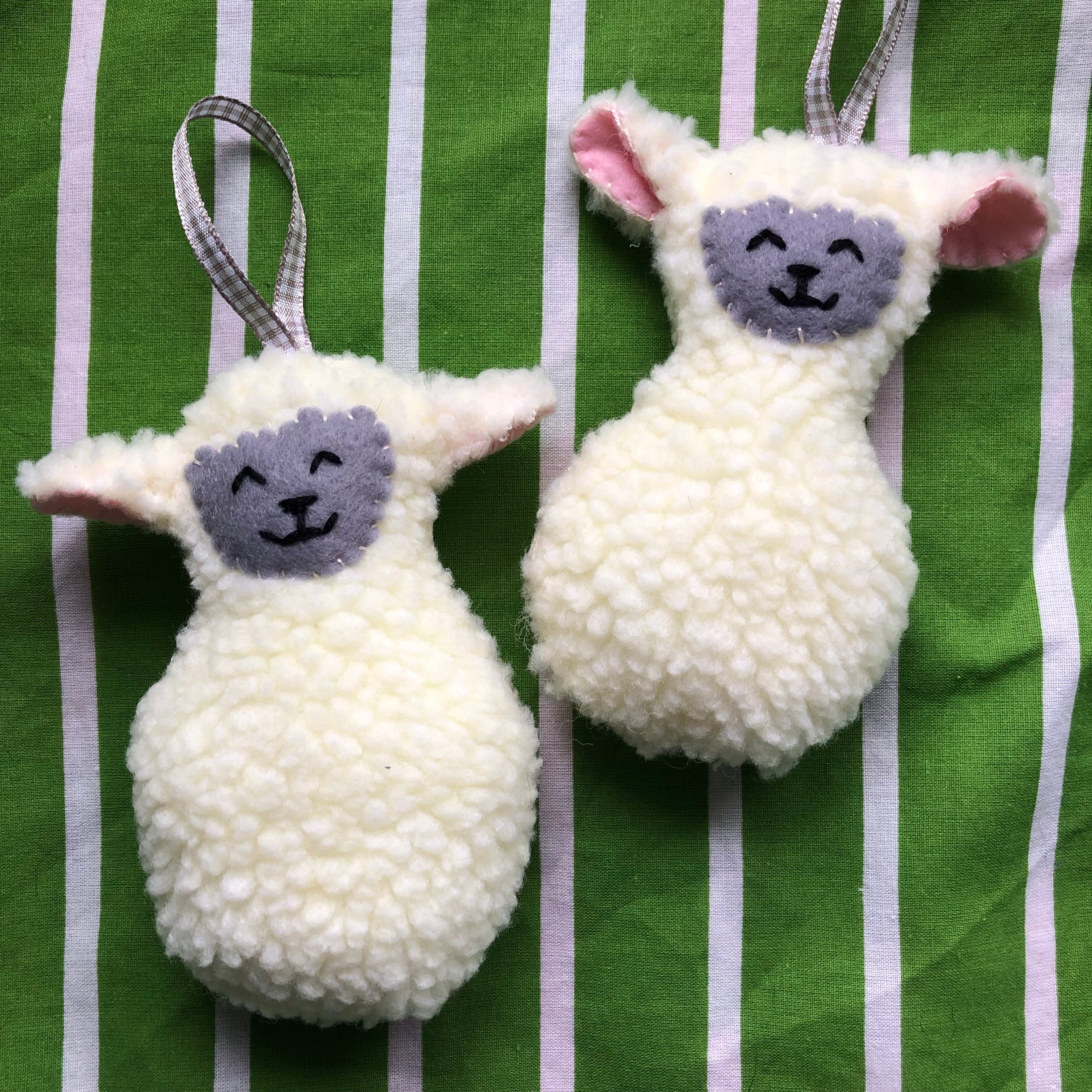 Handmade Sherpa Fleece Sheep Easter Decoration