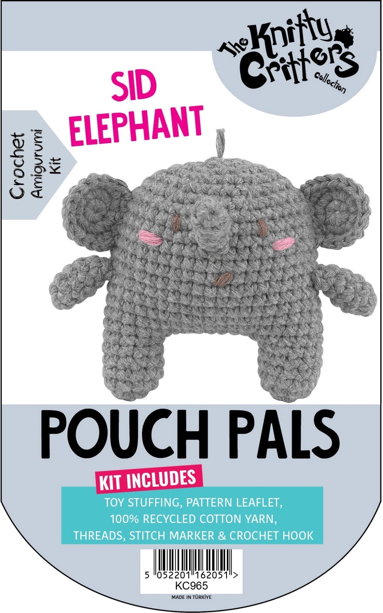 Knitty Critters Pouch Pals Crochet Kit - Sid Elephant | Buy Online from The Home Crafters