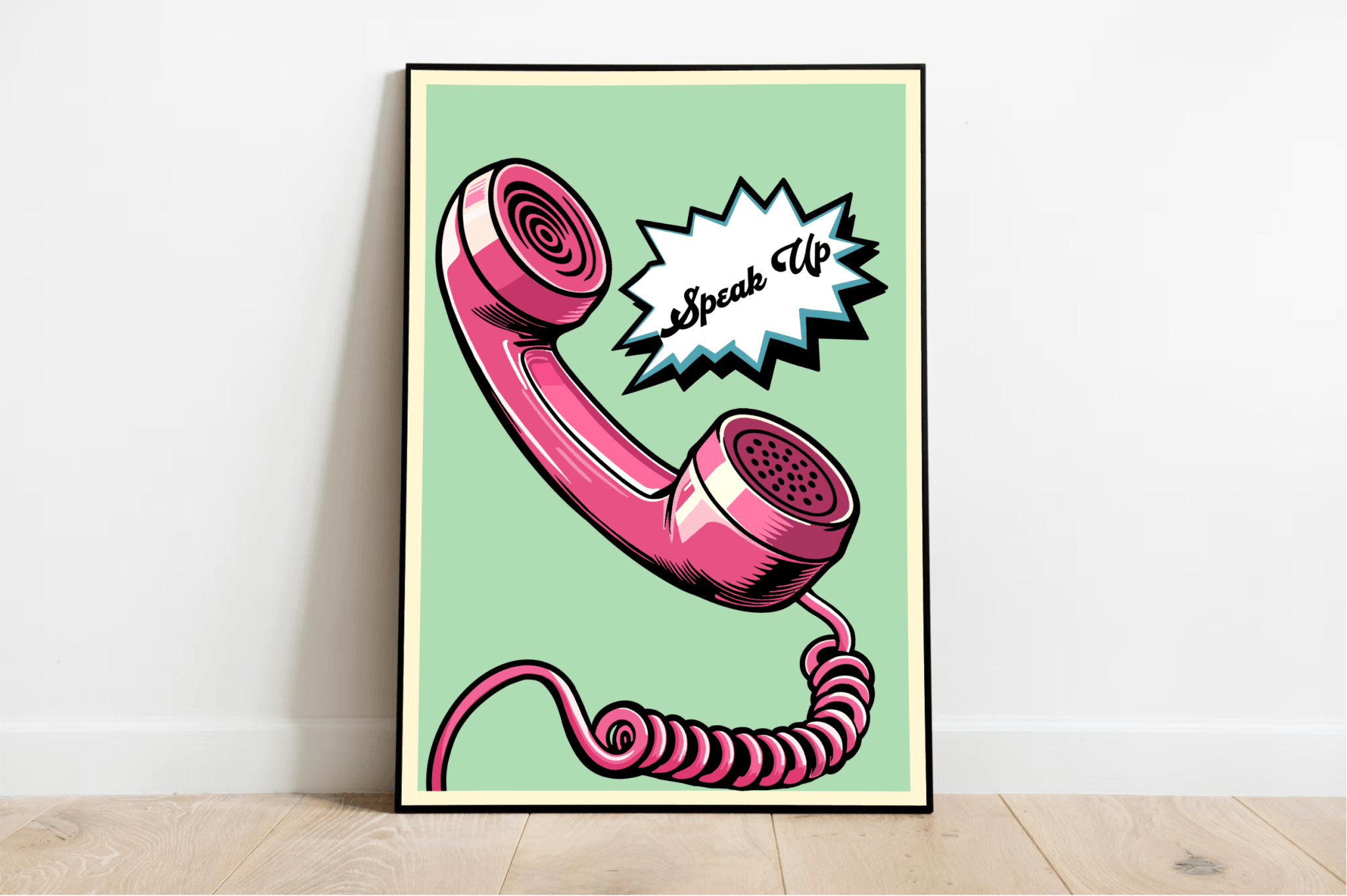 Speak Up – Retro Phone Feminist Art Print for Bold Voice | Buy Online from The Home Crafters