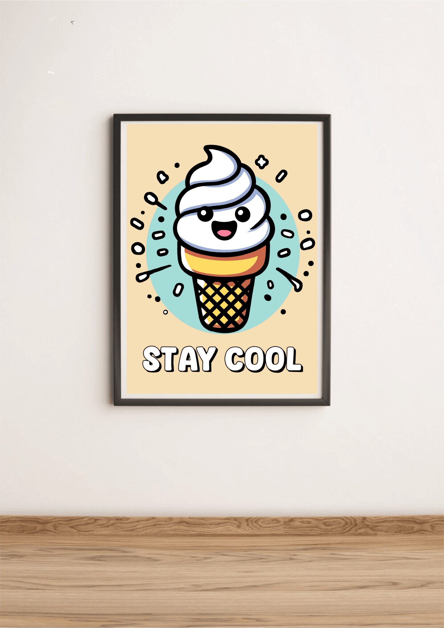 Stay Cool Ice Cream Art Print – Fun Cartoon Poster | Buy Online from The Home Crafters