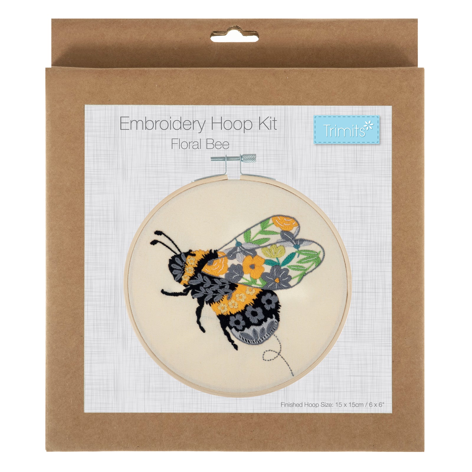 Trimits Embroidery Kit with Hoop: Floral Bee