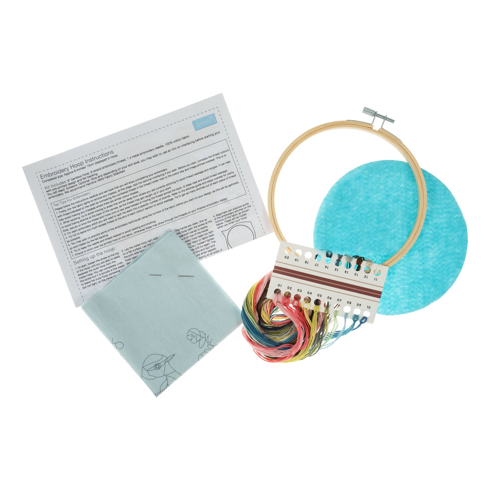 Trimits Embroidery Kit with Hoop: Bird Blossom
