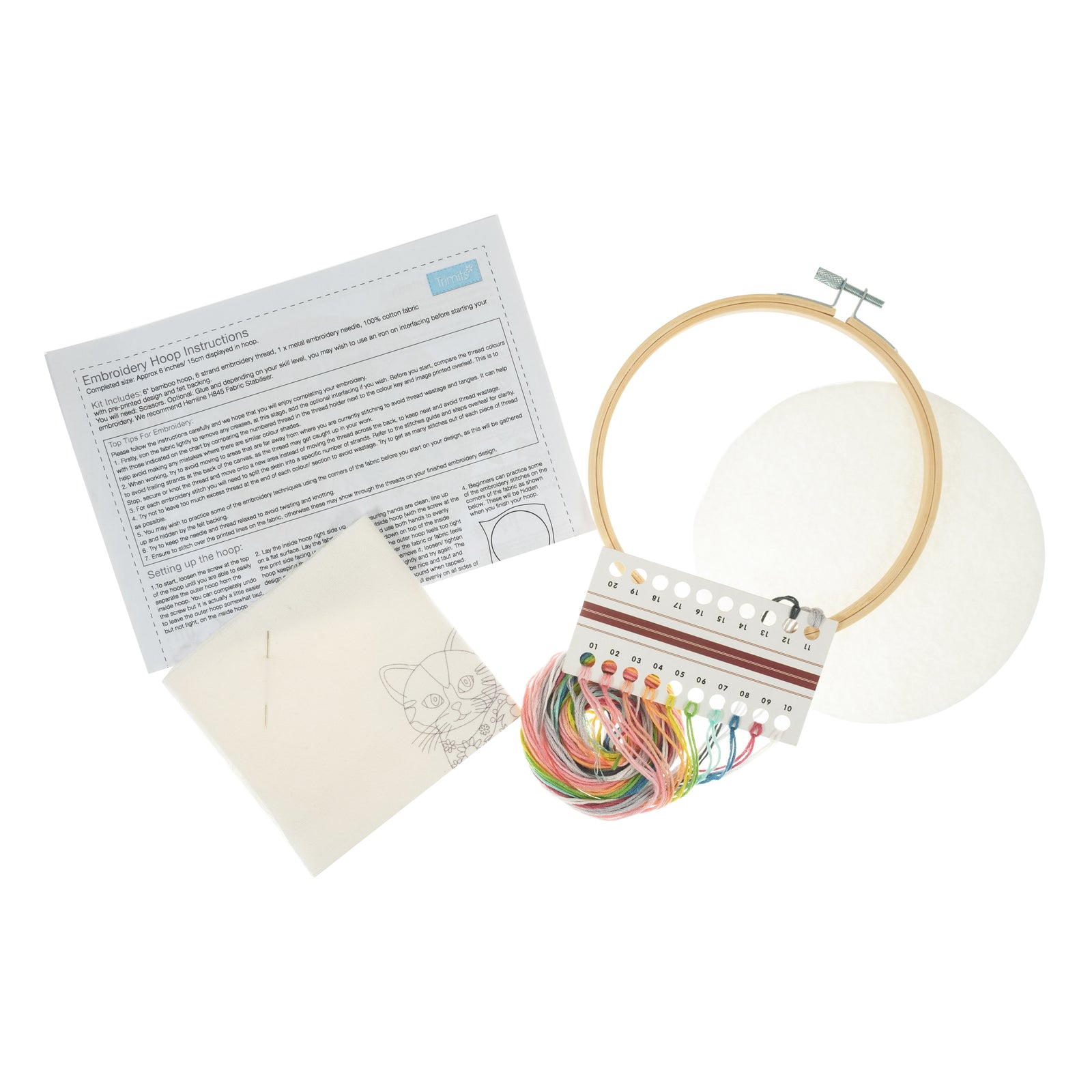 Trimits Embroidery Kit with Hoop: Cat